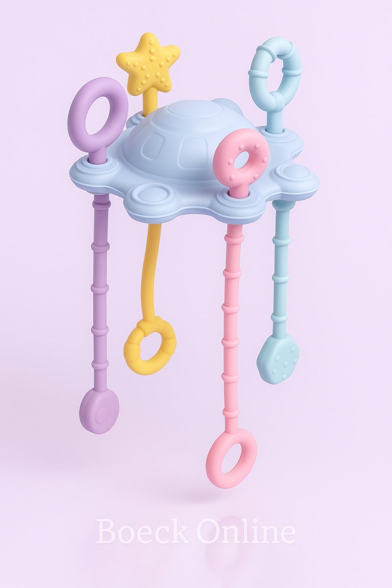 BOECK Pull String Activity Toy – Food-Grade Siliconen Sensorisch Speelgoed – Activiteiten Speelgoed voor Dreumes (18 maanden)